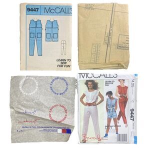 VTG McCall Pattern #9447 Jumpsuit Brooke Shields Logo Iron-on Transfers Sz Small